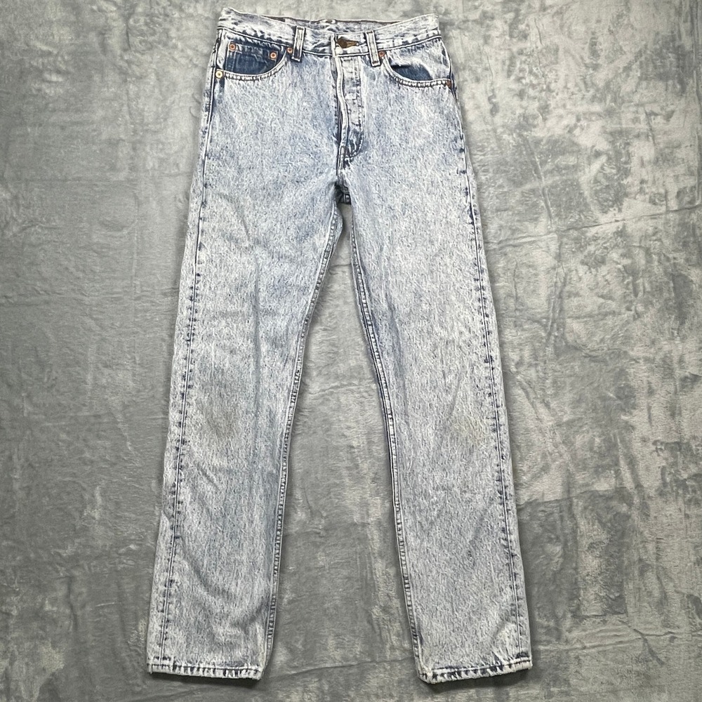 Vintage Levi's 501 Jeans Mens Light Blue Acid Wash Made in USA Button Fly 29x32